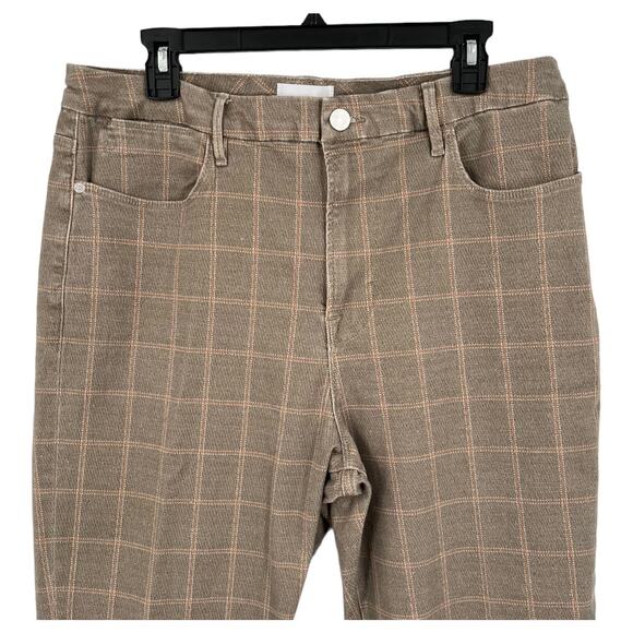 Frame Jeans Le Super High Nectarine Plaid Straight brown size 32 - Picture 4 of 9